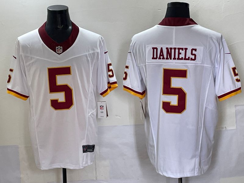 Men 2025 Washington Commanders #5 Daniels White Four generations Nike Limited NFL Jersey 05->washington commanders->NFL Jersey